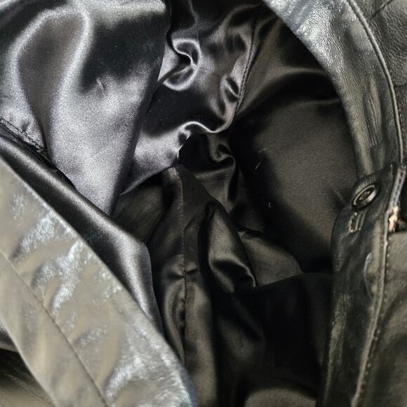 Vintage Punk Rock Leather Pants Clio Black High Rise Straight Leg Women 6 - Picture 7 of 10